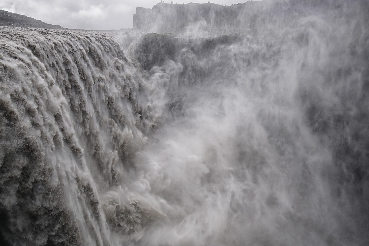 Gullfoss waterfall in Iceland, a powerful two-stage cascade plunging into a deep canyon