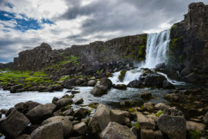 Thingvellir National Park features an amazing waterfall.