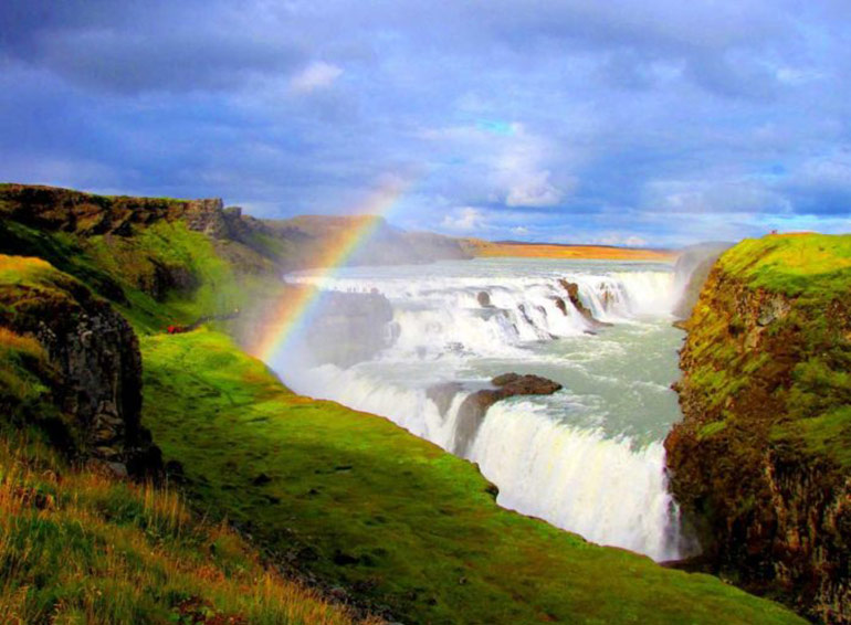 Gullfoss, or the golden falls, is among the amazing waterfalls in Iceland. It’s not in North Iceland but in the south. There’s a car park near it as well as a hiking trail.