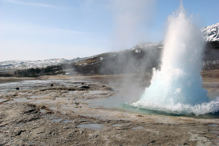 Geysir geothermal area in southwest Iceland, Iceland’s golden circle tour region