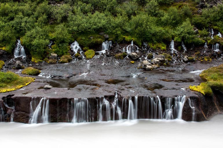Hraunfossar waterfall is among the lava waterfalls in Iceland